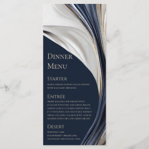 Wedding Menu-Modern Abstract Blue White Gold- Menu
