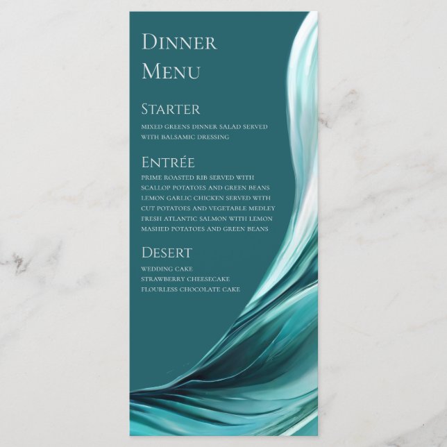 Wedding Menu-Modern Emerald Green- Menu (Front)