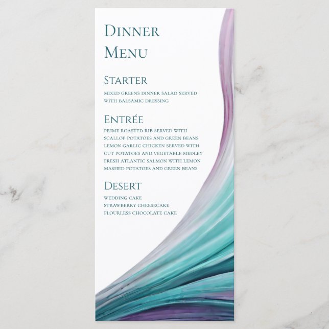 Wedding Menu-Modern-Purple and Teal- Menu (Front)