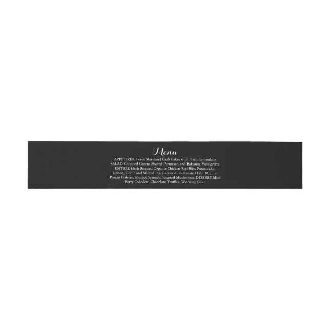 Wedding Menu Napkin Ring Belly Band Invitation Belly Band (Flat)
