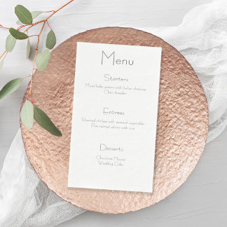 Wedding Menu Napkins, Simple Black & White Wedding Napkin