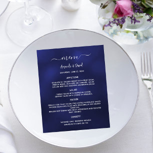 Wedding Menu navy blue white budget