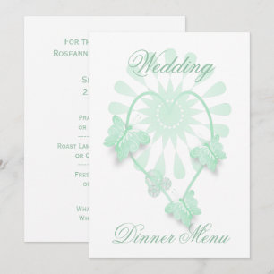 Wedding Menu Peppermint Butterflies Heart