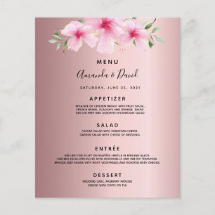 Wedding Menu pink flowers dusty rose