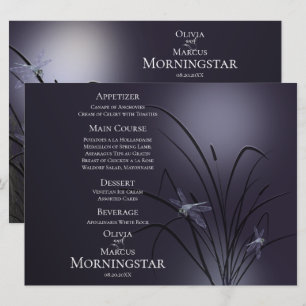 Wedding Menu Program   Dusty Plum Dragonfly