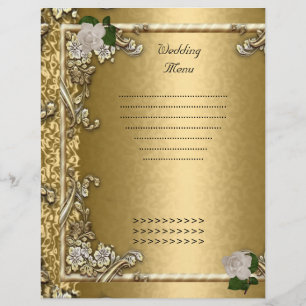Wedding Menu Program Gold Rose White