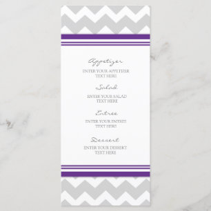 Wedding Menu Purple Grey Chevron