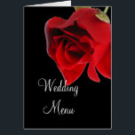 Wedding menu red rose on black card<br><div class="desc">Wedding menu red rose card by DatesDuJour. Tag this store and buy direct from DatesDuJour for the best bargains.</div>