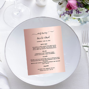 Wedding Menu rose gold elegant budget