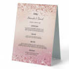 Wedding Menu rose gold pink glitter dust elegant