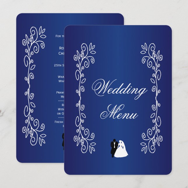 Wedding Menu Royal Blue Coloured Bride Groom (Front/Back)