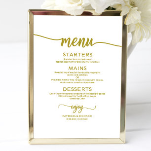 Wedding Menu Sign Rustic Chic Gold Calligraphy