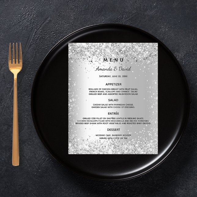 Wedding Menu silver metallic glitter sparkles (Creator Uploaded)