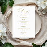 Wedding Menu Simple Elegant Gold Script<br><div class="desc">Enhance your wedding experience with our modern gold calligraphy wedding suite, designed for sophistication and glamour. Customize it easily in just a few clicks to create a celebration that reflects your unique style. If you have any questions, need assistance, or want to adjust any details, please feel free to reach...</div>