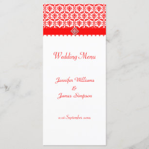 Wedding Menu Template Red and White Damask