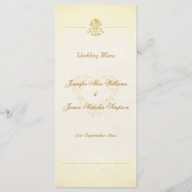 Wedding Menu Template Vintage Parchment Paper (Front)