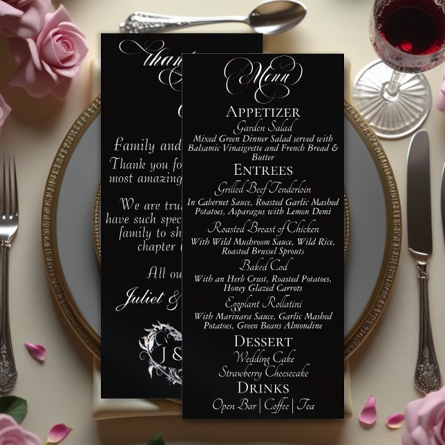 Wedding Menu & Thank You - Black (Creator Uploaded)