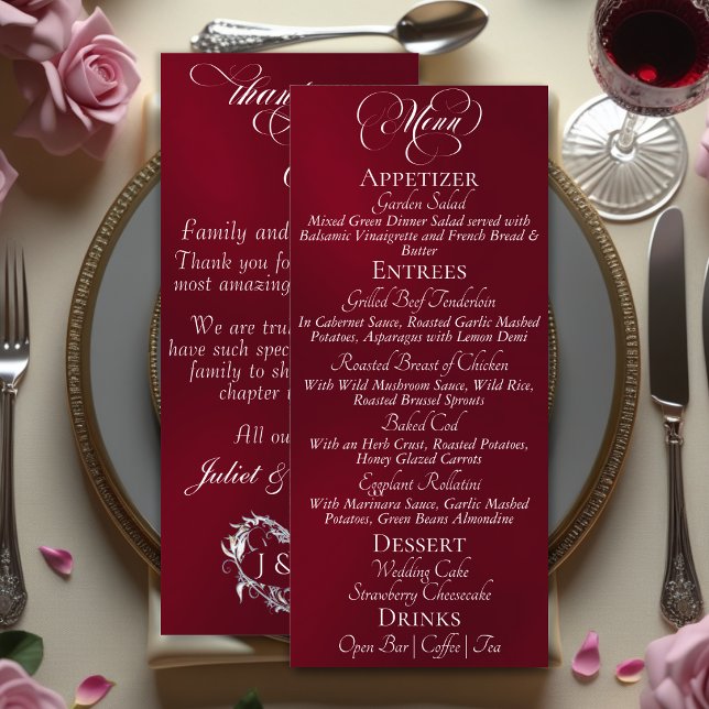 Wedding Menu & Thank You - Burgundy (Creator Uploaded)