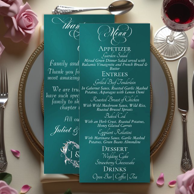 Wedding Menu & Thank You - Teal (Creator Uploaded)