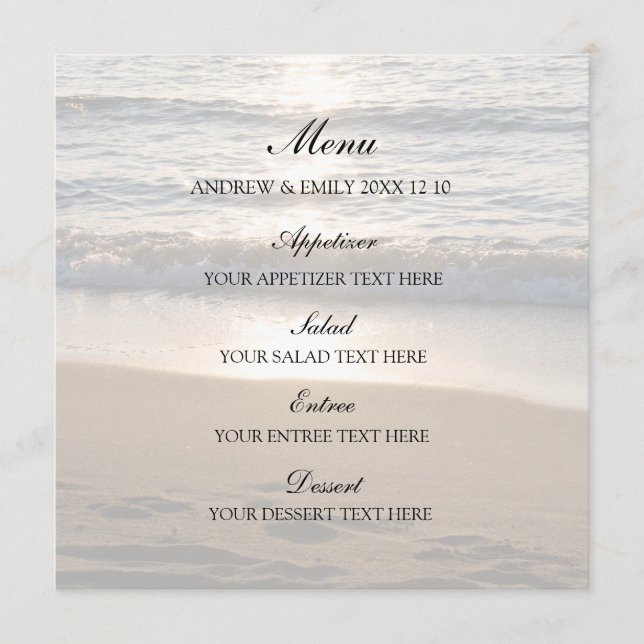 Wedding Menu Wave at Sunset (Front)