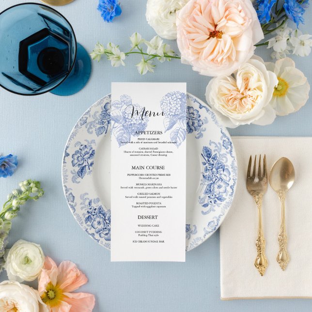Wedding  Menu with Blue Hydrangea (Creator Uploaded)