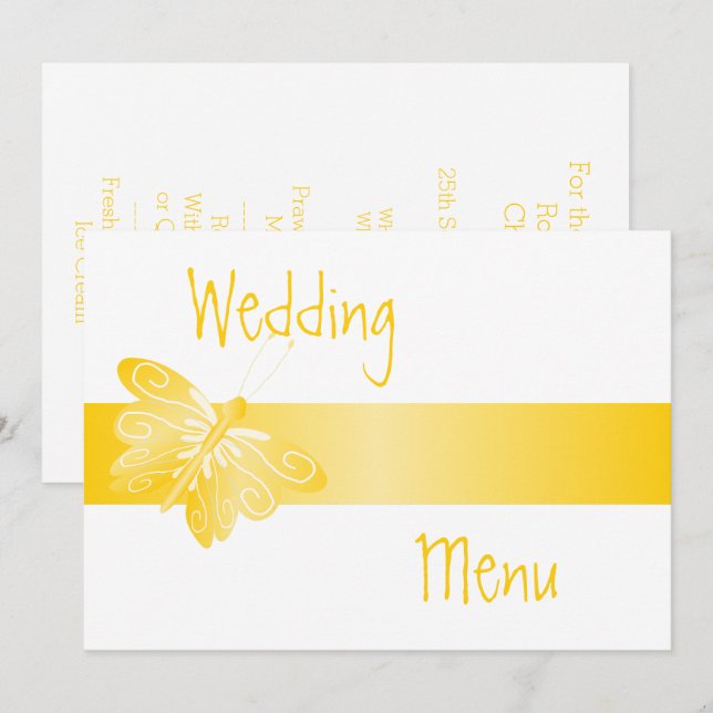 Wedding Menu Yellow Butterfly (Front/Back)