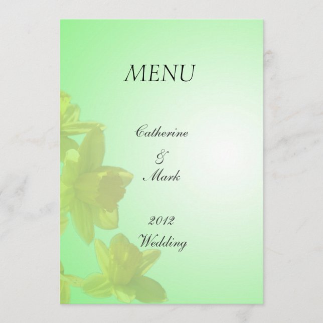 wedding menu, yellow tulip flowers menu (Front)