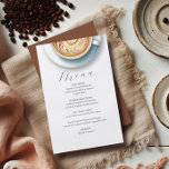 Wedding Menus Love is Brewing Budget Flyer<br><div class="desc">Discover the perfect blend of elegance and affordability with our budget-friendly wedding menus, featuring a top boarder of an illustrated latte. Simply use the provided template fields to personalize your dinner or food course details, seamlessly integrating with the love is brewing coffee theme. Ideal for rustic weddings, rehearsal dinners, or...</div>