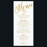 Wedding Menus | Modern Typography (Gold Foil)<br><div class="desc">This modern typography / calligraphy design features the word "Menu" at the top in faux gold foil. This is faux gold foil... it's not real,  but a printed effect.</div>
