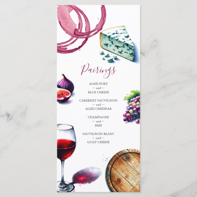 Wedding Menus Watercolor Vineyard Theme (Front)
