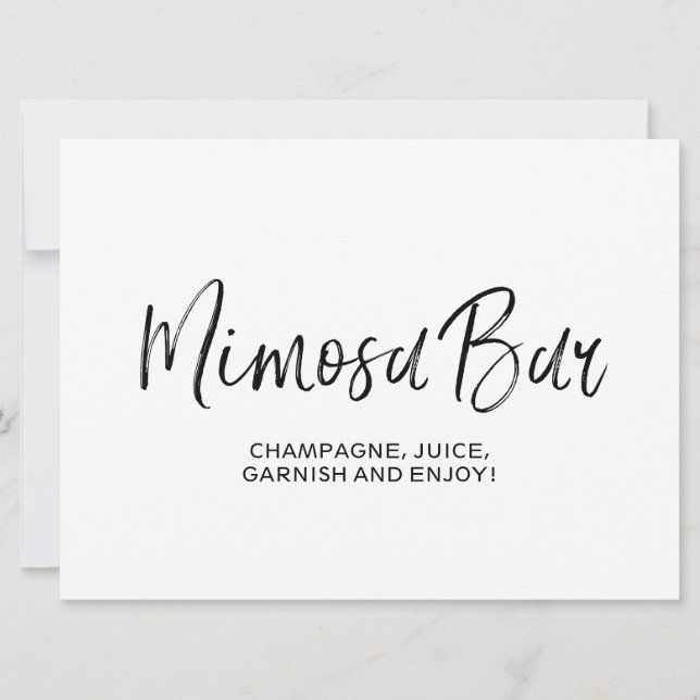Wedding "Mimosa Bar" Stylish Lettered  Sign Invitation (Front)