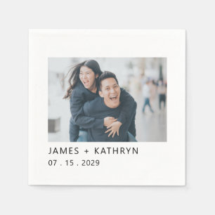 Wedding Minimal Photo Simple Elegant Modern Napkin