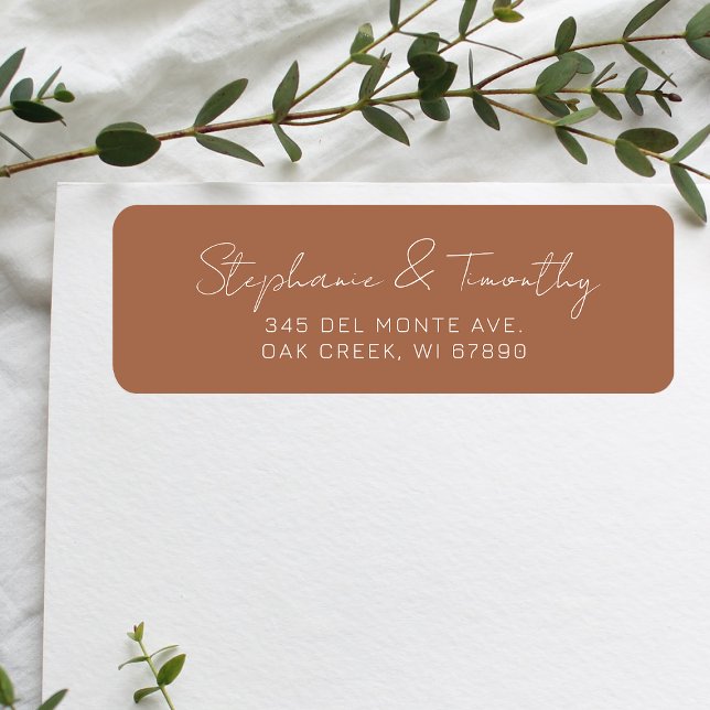 Wedding Minimalist Burnt-Orange Return Address (Effortlessly manage wedding correspondence with our simple return labels, ensuring seamless mailing.)