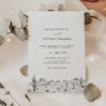 Wedding Minimalist Desert Cactus Landscape Invitation<br><div class="desc">Modern & minimalist black and white wedding invitation featuring line art desert landscape drawing design.</div>