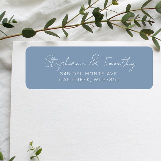 Wedding Minimalist Dusty Blue Return Address (Effortlessly manage wedding correspondence with our simple return labels, ensuring seamless mailing.)