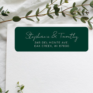 Wedding Minimalist Emerald Green Return Address