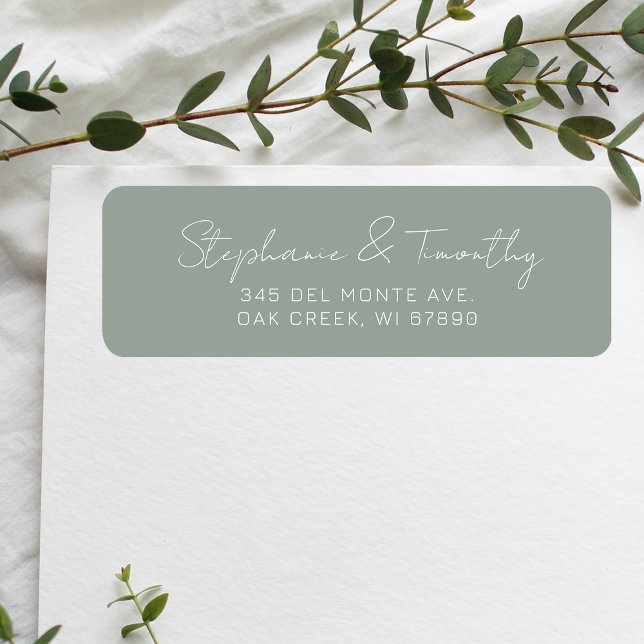 Wedding Minimalist Sage Green Return Address (Effortlessly manage wedding correspondence with our simple return labels, ensuring seamless mailing.)