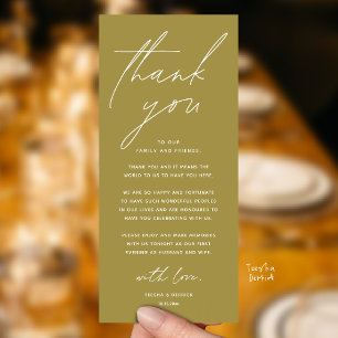 Wedding Minimalist Wedding Dinner Thank You Card