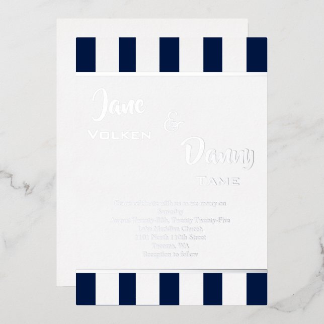Wedding Modern Black & White Stripe with  (Front/Back)