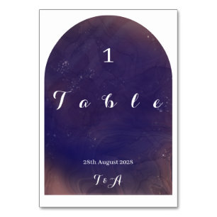 Wedding Modern Boho Arch Purple Table Number
