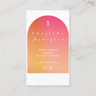 Wedding Modern Boho Arch Sunset Ombre Name Menu Place Card