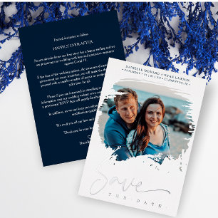 Wedding Modern Brushstroke Photo Engaged Couple