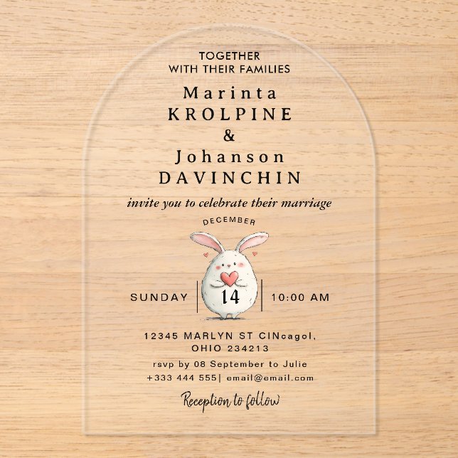 Wedding Modern Calligraphy Acrylic Invitations (Front)