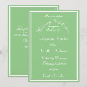 Wedding Modern Chic Soft Green Bride Groom Wedding Invitation