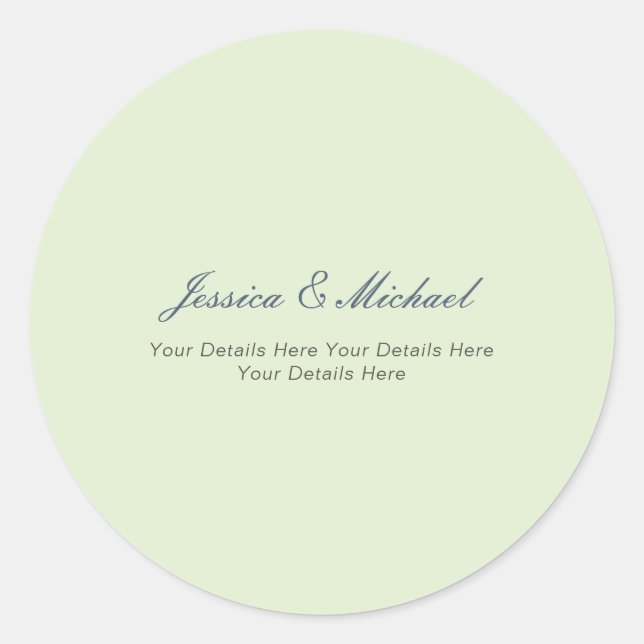 Wedding Modern Elegant Plain Simple Professional Classic Round Sticker (Front)