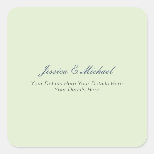 Wedding Modern Elegant Plain Simple Professional Square Sticker (Front)