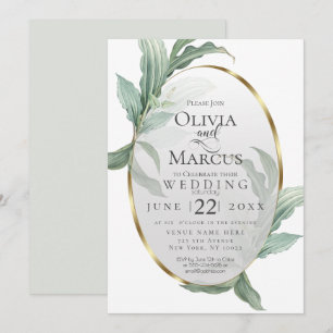Wedding    Modern Elegant Tropical Leaves Invitation