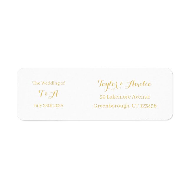 Wedding Modern Minimal Gold Return Address (Front)