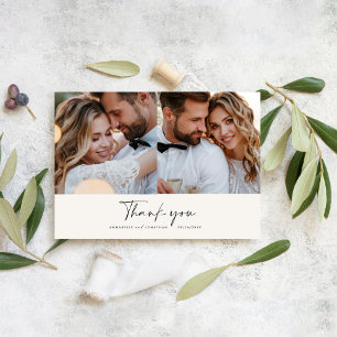 Wedding modern minimal multi photo thank you chic invitation
