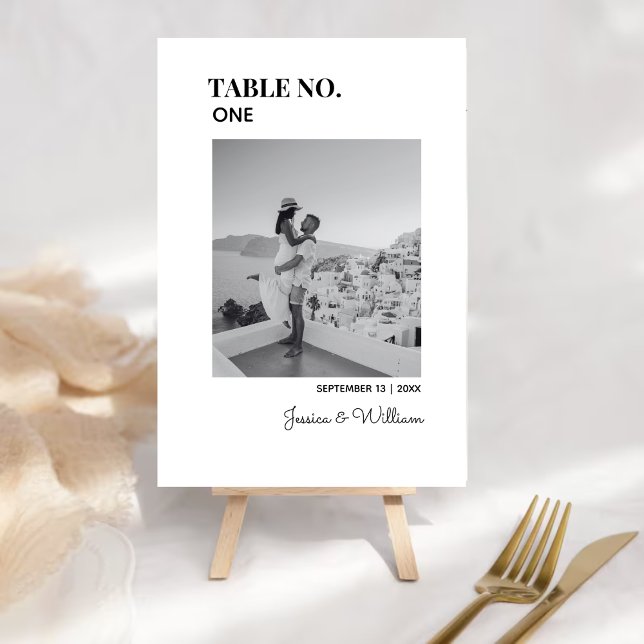 Wedding Modern Minimal Photo  | Table Numbers Card (Creator Uploaded)